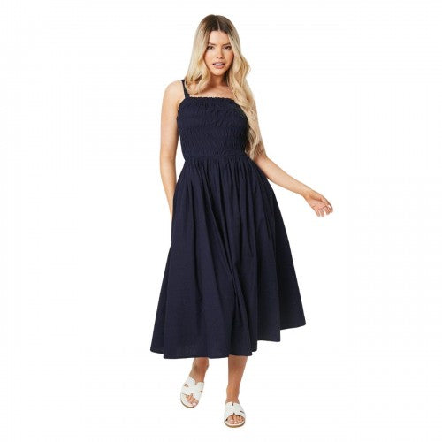 Front - Dorothy Perkins Womens/Ladies Poplin Shirred Bodice Midi Dress