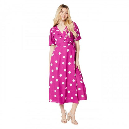 Front - Dorothy Perkins Womens/Ladies Spotted Wrap Midi Dress