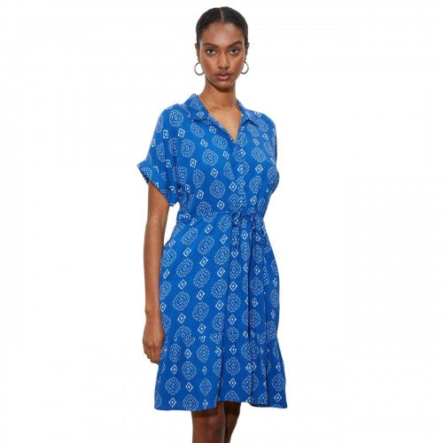 Front - Dorothy Perkins Womens/Ladies Geometric Floral Frill Hem Tall Midi Shirt Dress