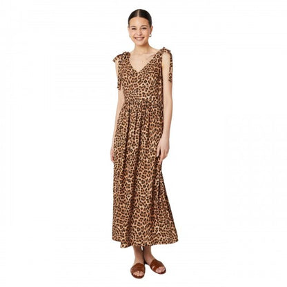 Front - Dorothy Perkins Womens/Ladies Leopard Print Tie Shoulder Midi Dress