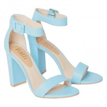 Front - Faith Womens/Ladies Covered Buckle High Block Heel Sandals