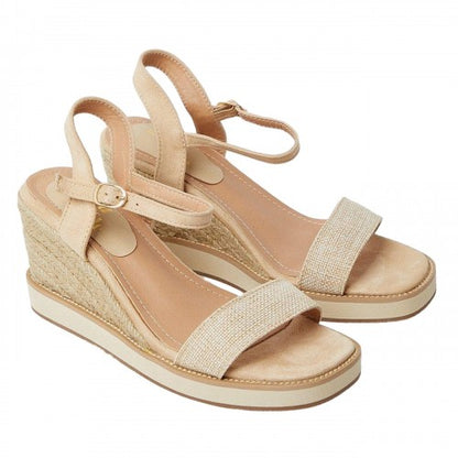 Front - Good For The Sole Womens/Ladies Astley Comfort Textile High Wedge Sandals