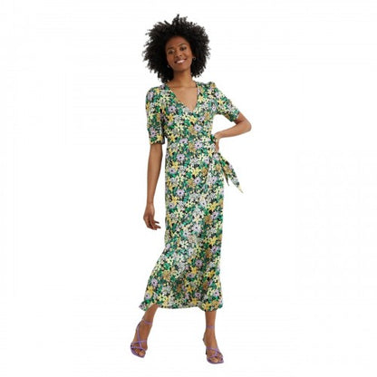 Front - Dorothy Perkins Womens/Ladies Floral Wrap Tall Blouson Sleeve Dress