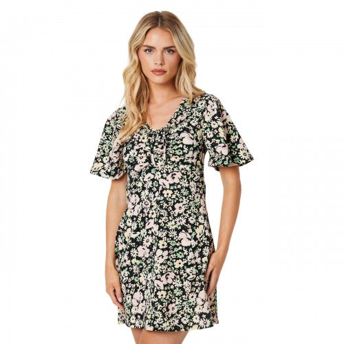 Front - Dorothy Perkins Womens/Ladies Ruched Front Petite Angel Sleeve Mini Dress