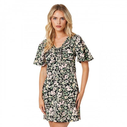 Front - Dorothy Perkins Womens/Ladies Ruched Front Petite Angel Sleeve Mini Dress