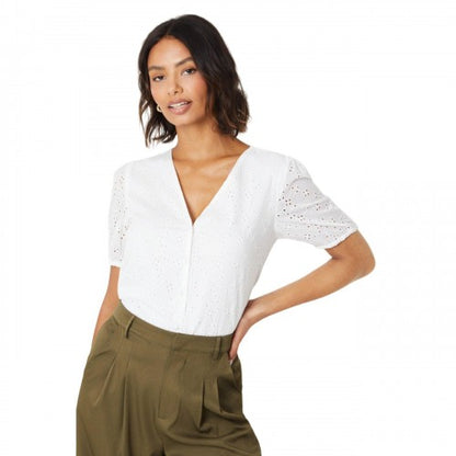 Front - Dorothy Perkins Womens/Ladies Broderie Button Through Blouse