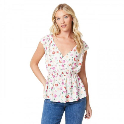 Front - Dorothy Perkins Womens/Ladies Floral Ruched Shoulders Blouse