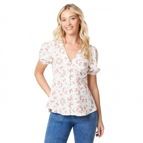 Front - Dorothy Perkins Womens/Ladies Button Through Short-Sleeved Blouse