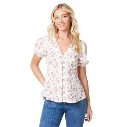 Front - Dorothy Perkins Womens/Ladies Button Through Short-Sleeved Blouse