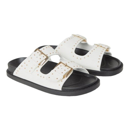 Front - Faith Womens/Ladies Mowa Studded Double Buckle Sandals