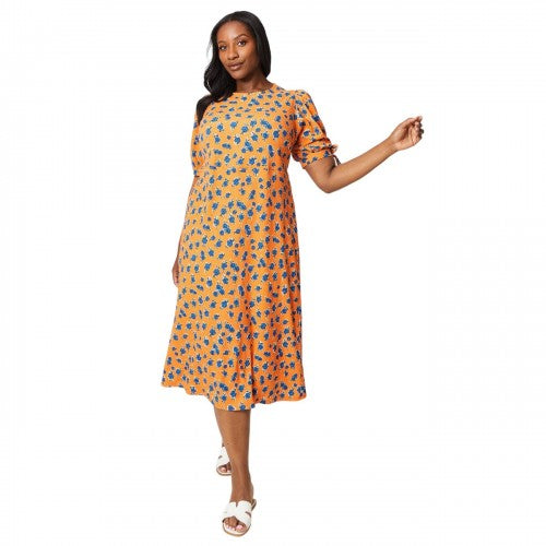Front - Dorothy Perkins Womens/Ladies Floral Plus Tie Sleeves Midi Dress