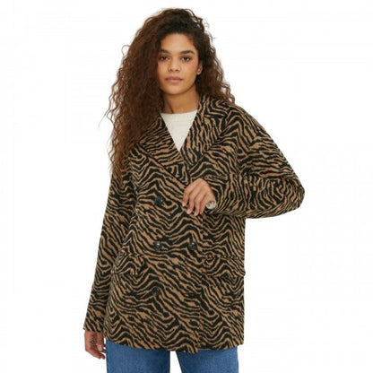 Front - Dorothy Perkins Womens/Ladies Animal Print Double-Breasted Tall Coat