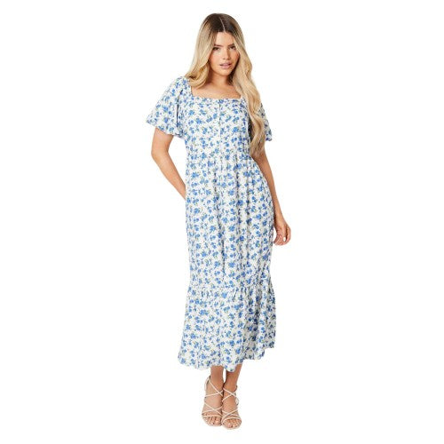 Front - Dorothy Perkins Womens/Ladies Ditsy Print Button Front Midi Dress