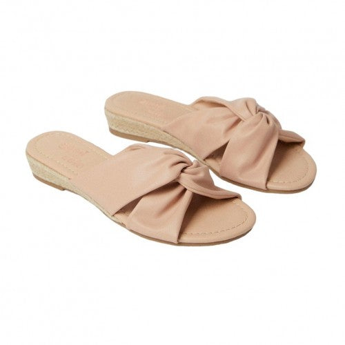 Front - Good For The Sole Womens/Ladies Harper Knotted Soft Wide Low Heel Wedge Mules