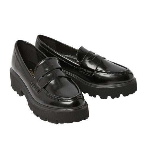 Front - Faith Womens/Ladies Noa High Shine Chunky Heel Penny Loafers
