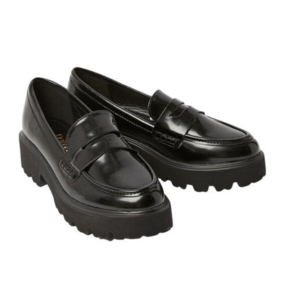 Front - Faith Womens/Ladies Noa High Shine Chunky Heel Penny Loafers