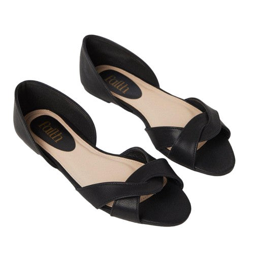 Front - Faith Womens/Ladies Maddie Open Toe Ballerina Flats