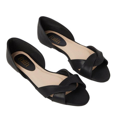 Front - Faith Womens/Ladies Maddie Open Toe Ballerina Flats
