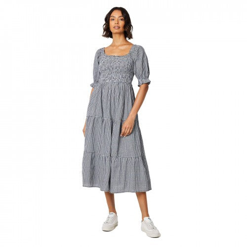 Front - Dorothy Perkins Womens/Ladies Gingham Shirred Bodice Puff Sleeve Midi Dress