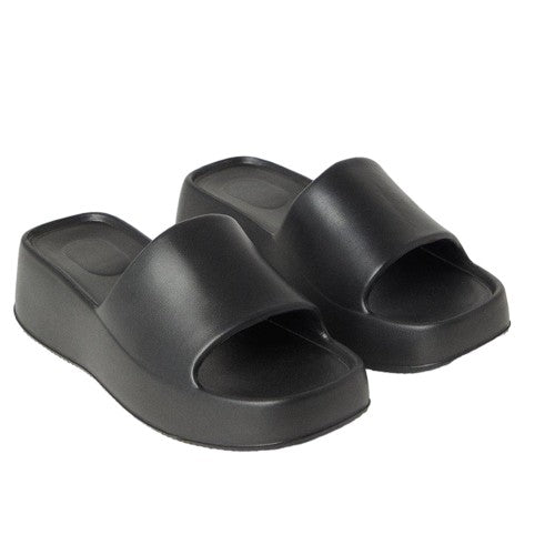 Front - Faith Womens/Ladies Hunter Lightweight Wedge Sliders