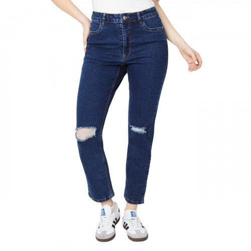 Front - Dorothy Perkins Womens/Ladies Ripped Relaxed Mom Jeans