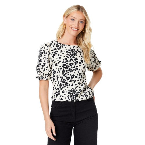 Front - Dorothy Perkins Womens/Ladies Leopard Print Puff Shoulders Top