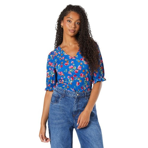 Front - Dorothy Perkins Womens/Ladies Floral Shirred Cuff Tall Top
