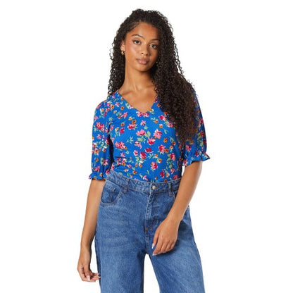 Front - Dorothy Perkins Womens/Ladies Floral Shirred Cuff Tall Top