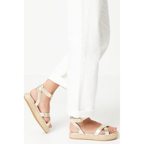 Front - Dorothy Perkins Womens/Ladies Remi Raffia Crossover Strap Flatform Sandals