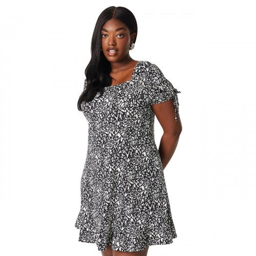 Front - Dorothy Perkins Womens/Ladies All-Over Print Plus Tie Sleeves Mini Dress