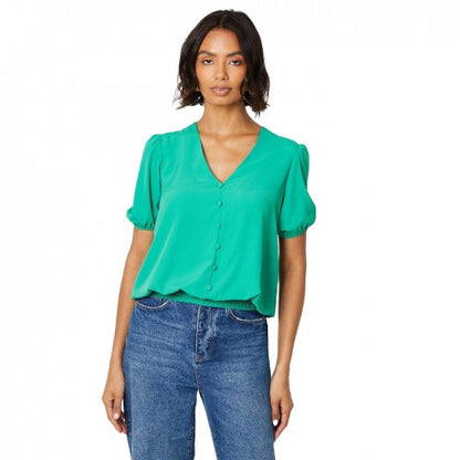 Front - Dorothy Perkins Womens/Ladies Button Shirred Hem Blouse