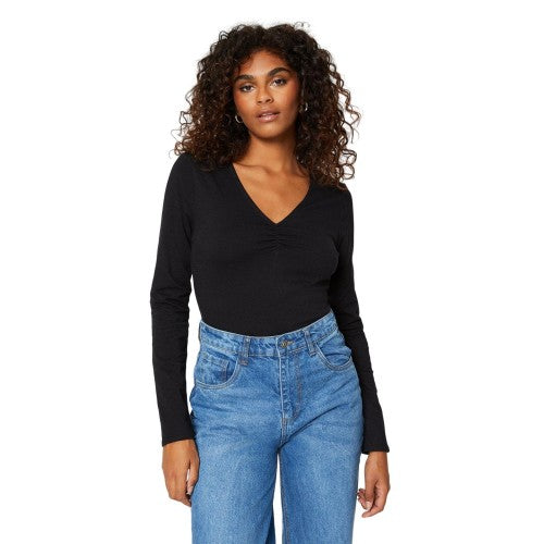 Front - Dorothy Perkins Womens/Ladies Ruched Front Long-Sleeved T-Shirt