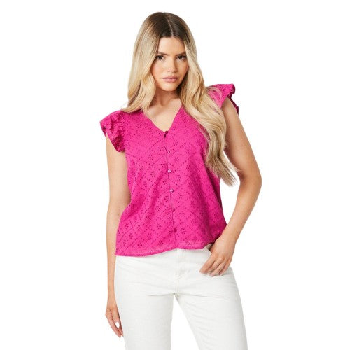 Front - Dorothy Perkins Womens/Ladies Embroidered Ruffle Blouse