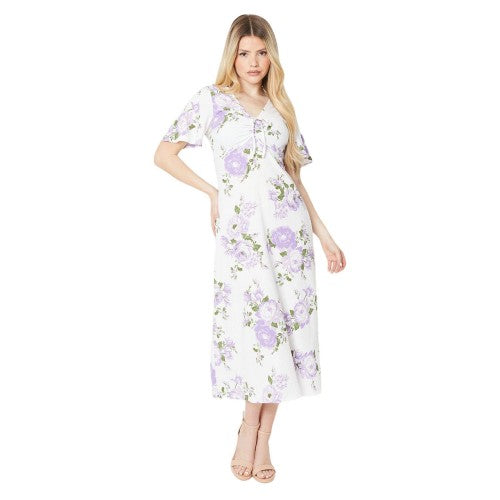 Front - Dorothy Perkins Womens/Ladies Floral Ruched Front Midi Dress