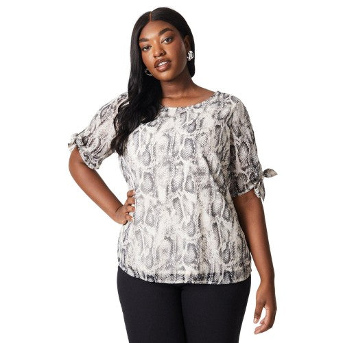 Front - Dorothy Perkins Womens/Ladies Snake Print Chiffon Plus Tie Sleeves Top