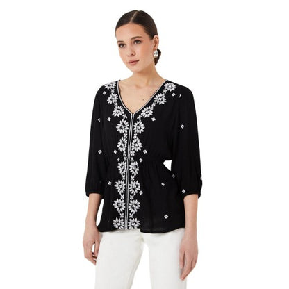 Front - Dorothy Perkins Womens/Ladies Embroidered V Neck Top