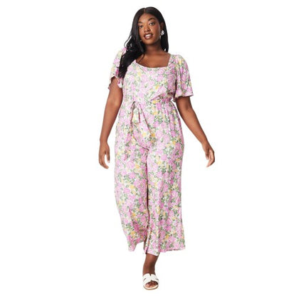 Front - Dorothy Perkins Womens/Ladies Floral Waist Tie Plus Jumpsuit