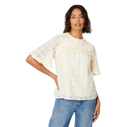 Front - Dorothy Perkins Womens/Ladies Victorian Broderie Short-Sleeved Top