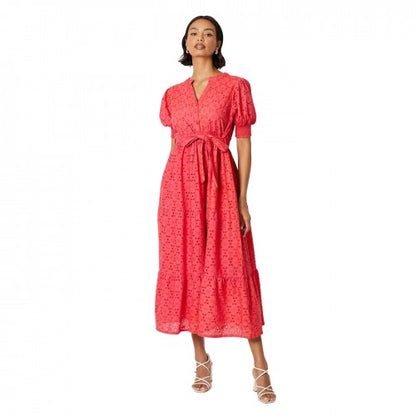 Front - Dorothy Perkins Womens/Ladies Broderie Belt Midi Shirt Dress