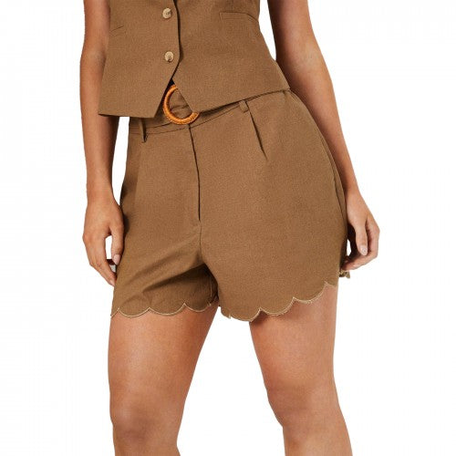Front - Dorothy Perkins Womens/Ladies Linen Belt Petite Tailored Shorts