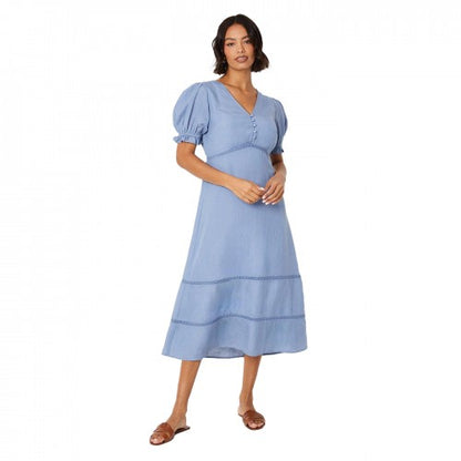 Front - Dorothy Perkins Womens/Ladies Broderie Button Front Midi Dress