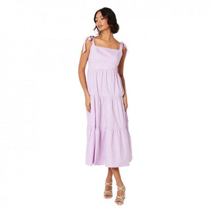 Front - Dorothy Perkins Womens/Ladies Tiered Tie Shoulder Midi Dress