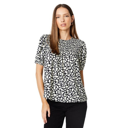 Front - Dorothy Perkins Womens/Ladies Abstract Shirred Puff Sleeve Blouse