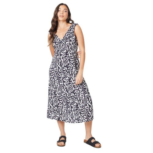 Front - Dorothy Perkins Womens/Ladies Monochrome Frill Detail Petite Midi Dress