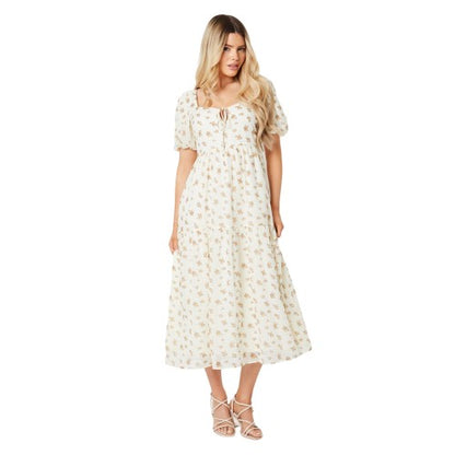 Front - Dorothy Perkins Womens/Ladies Floral Chiffon Front Tie Midi Dress