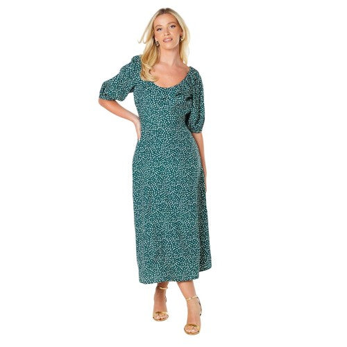 Front - Dorothy Perkins Womens/Ladies Spotted Ruffle Neck Midi Dress