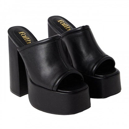 Front - Faith Womens/Ladies Warehouse Platform High Heel Mules