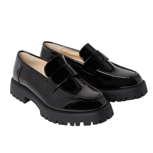 Front - Faith Womens/Ladies Nicole Stitched Apron Chunky Flat Penny Loafers