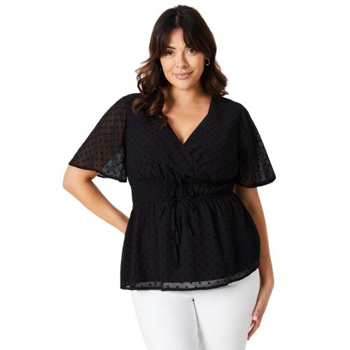 Front - Dorothy Perkins Womens/Ladies Dobby Chiffon Curved Wrap Top