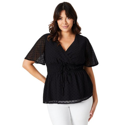 Front - Dorothy Perkins Womens/Ladies Dobby Chiffon Curved Wrap Top